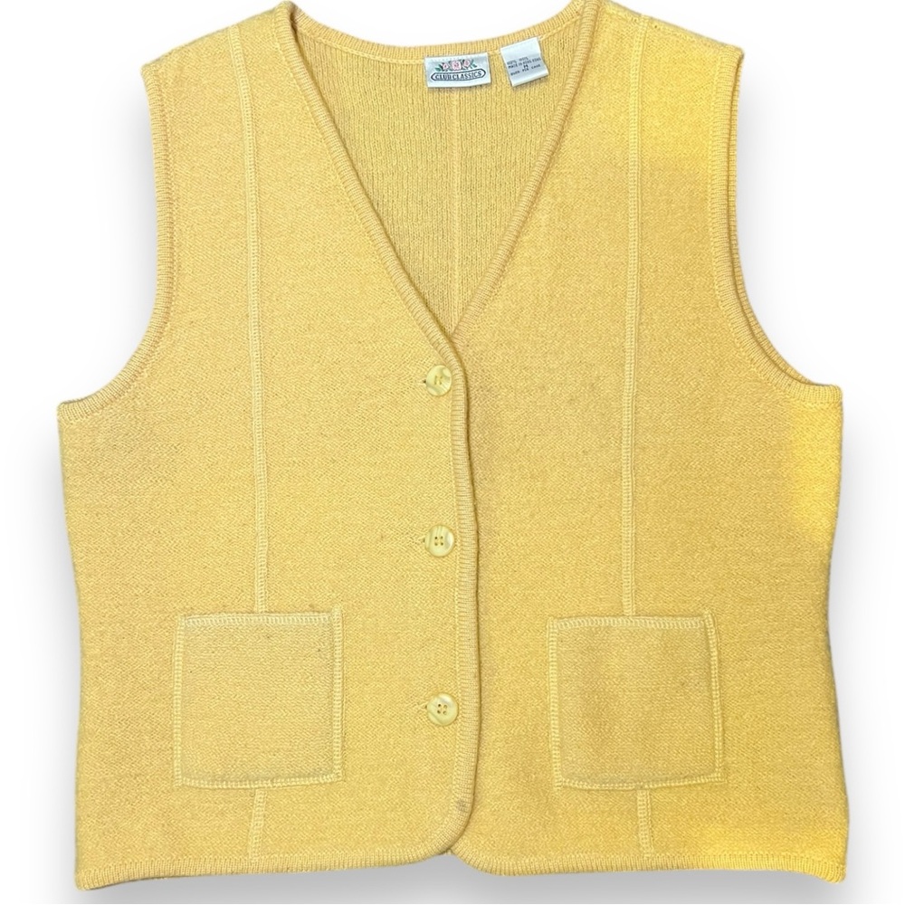Vintage Yellow 100% Wool Vest